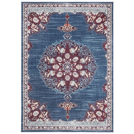 Safavieh 5 x 5 ft. Brentwood Collection Round Rug - Navy & Burgundy BNT867P-5R